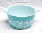 Pyrex Turquoise Amish Butter Print Pattern #473 1 QT Made in USA Vintage No Lid