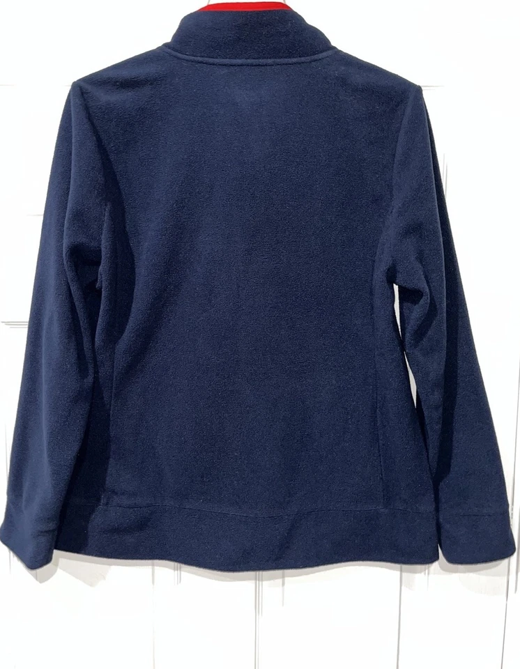 Chaqueta polar azul grande Nautica para mujer manga larga bolsillos logotipo bordado Foto 3 de 4