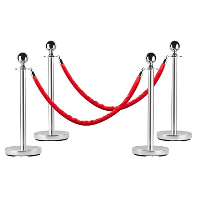 Stainless Steel Crowd Control Stanchions And Velvet Ropes Gold Pillar 2/3/4 Rope