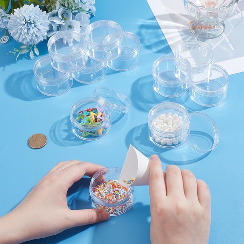 BENECREAT 12 Pack 50ml Empty Clear Plastic Bead Storage Container jar with - Picture 3 of 5