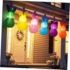 10FT Long Easter Inflatable Bunny Flashing Lights Decorations, Bunny Bulbs