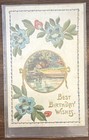Antique Floral Birthday Postcard Multicolor Handwritten Best Birthday Wishes — photo 3