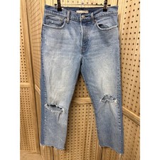 Levis Premium Wedgie Straight Distressed Jeans Light Wash Blue Womens 30