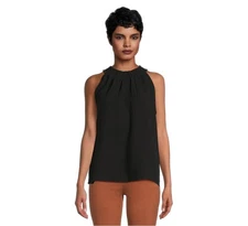 Time And Tru Womens Smocked Halter Woven Top Size XL Black Soot 