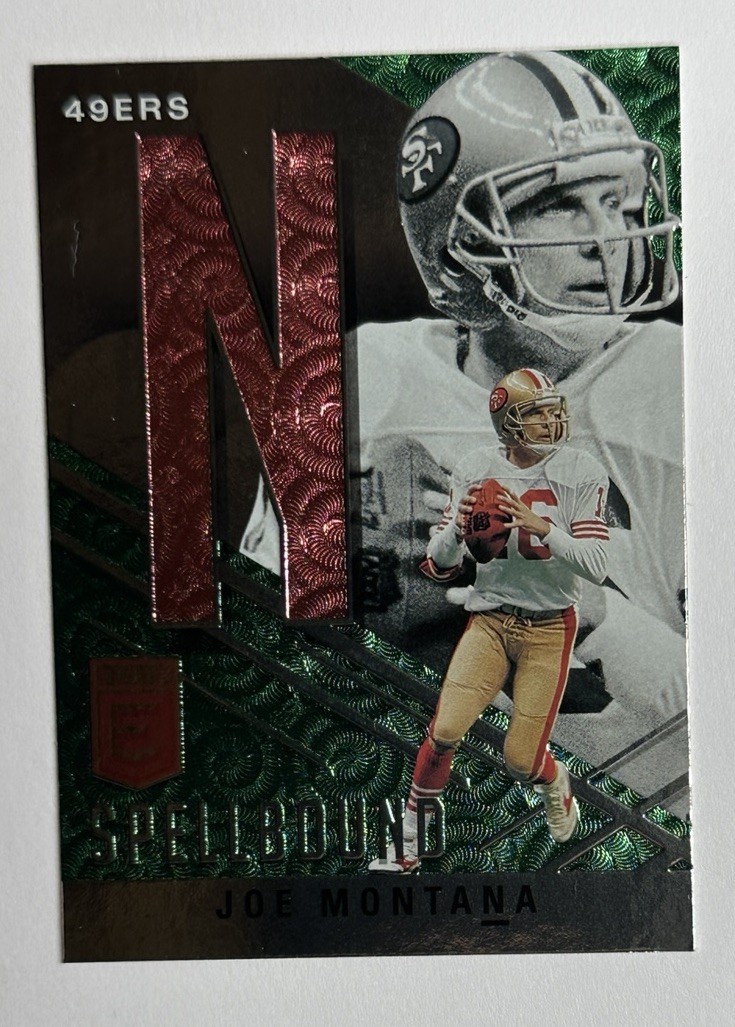 2021 Donruss Elite Green Spellbound “N” Joe Montana #S-N