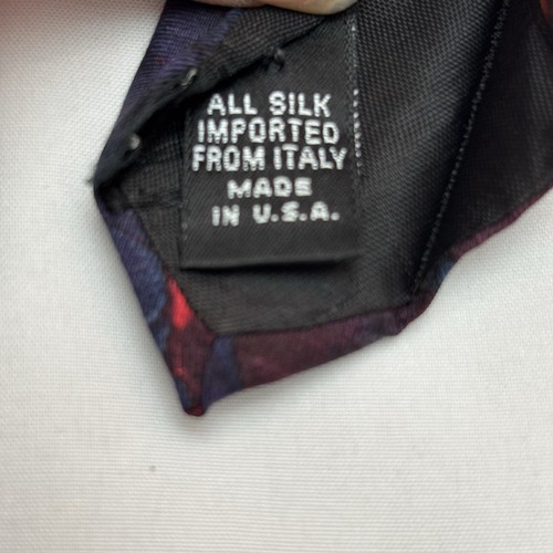 Men’s Yves Saint Laurent Imported Silk Floral Burgundy Neck Tie YSL - Picture 7 of 7