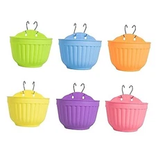 ORIMERC 6 Pcs Colorful Resin Wall Hanging Planter Pot Vertical 10 inch(6 Pack)