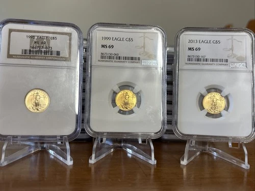 3 $5 Gold Eagles 1/10 Oz Gold Bullion