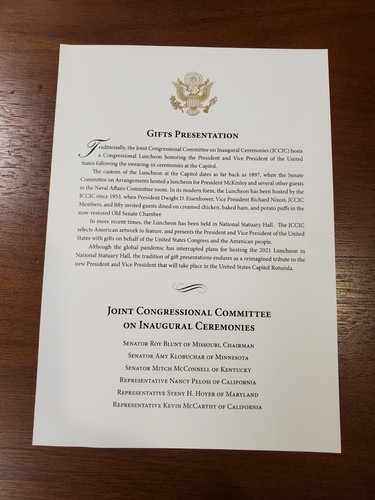 Offizielle Einladung zur Eröffnung von Präsident Biden & Vizepräsident Harris 2021 - Bild 5 von 6