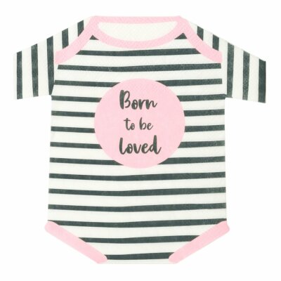 Baby Shower, Born To Be Loved, Baby Grow, rosa Papierservietten x16