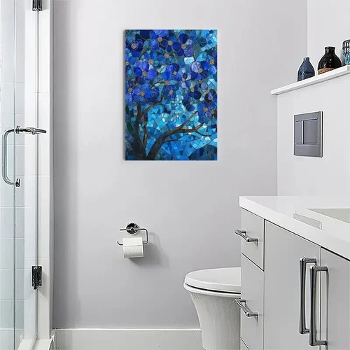 The Birches in Blue by Littleclyde Heart Bloss Wall Art Canvas Unframed/Framed - Picture 2 of 6