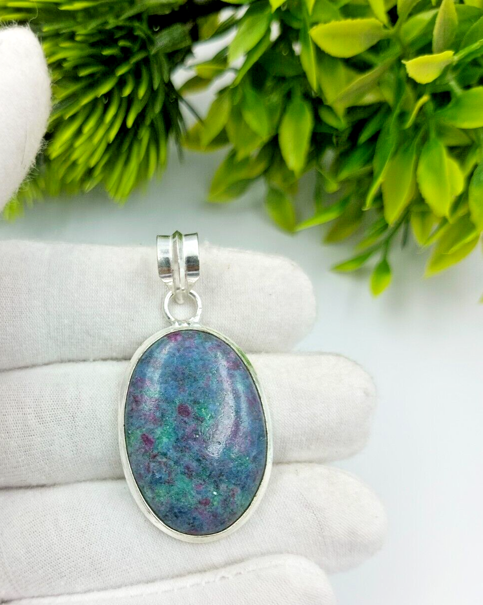 Natural Ruby Kyanite Pendant in 925 Sterling Silver Locket Jewelry Gift