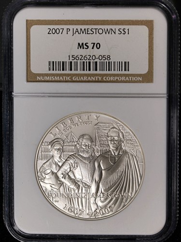2007-P Jamestown Commemorative Silver Dollar $1 NGC MS70 - Picture 3 of 4