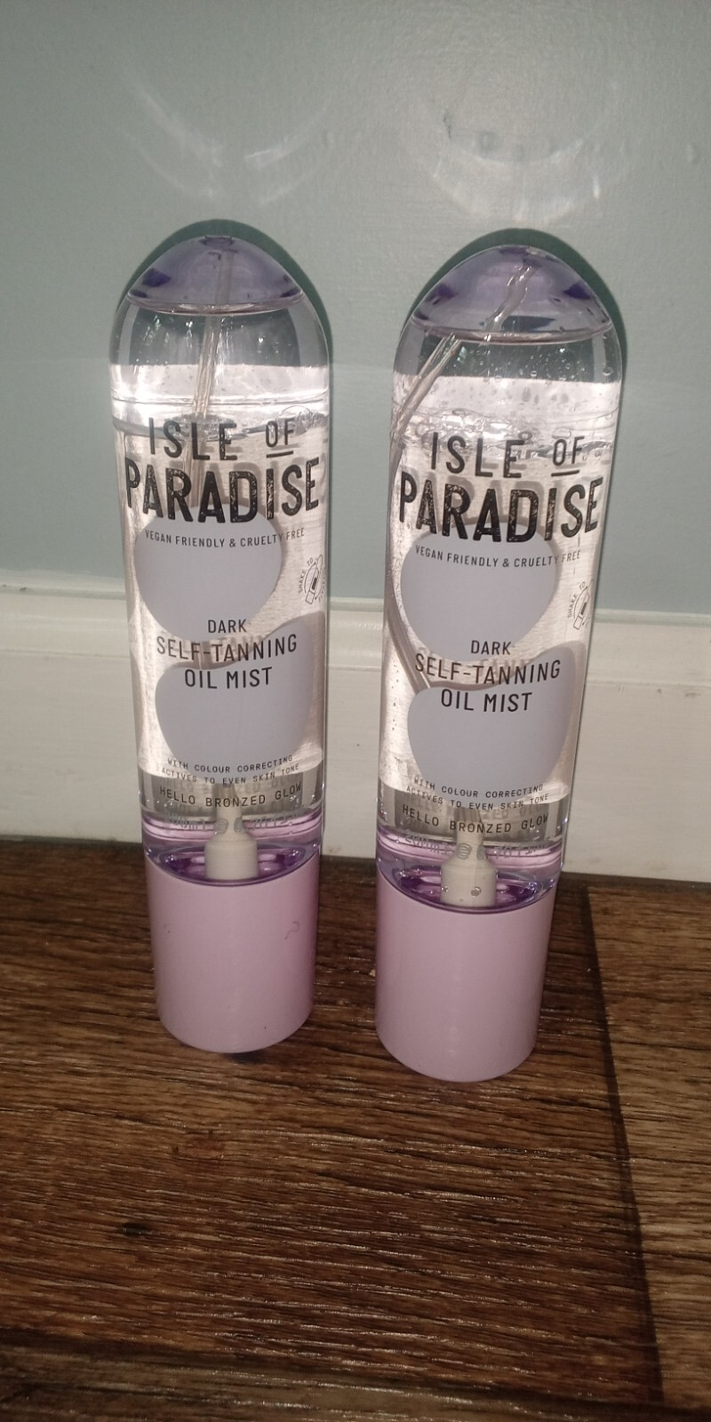 LOT of TWO-ISLE OF PARADISE SUN-KISSED GLOW SELF-TANNING OIL MIST DARK 6.76 OZ