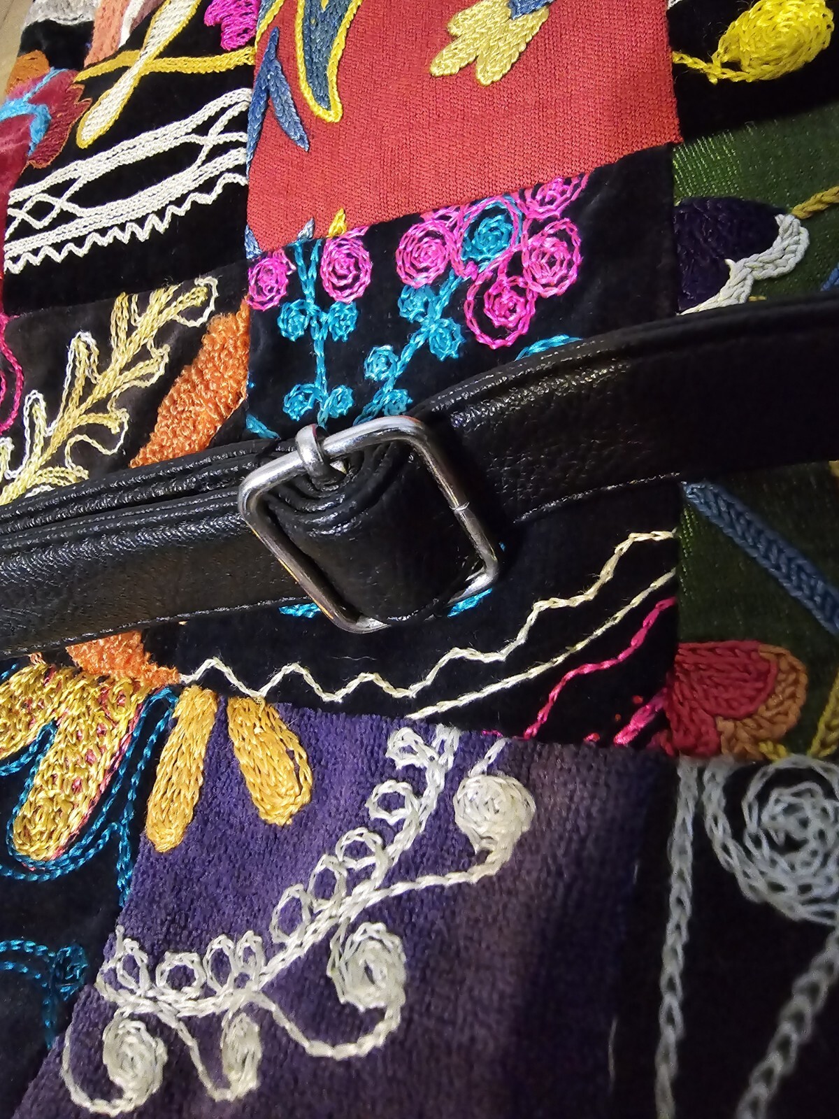 Boho Large Appliqued Multicolor Patchwork Crossbo… - image 8