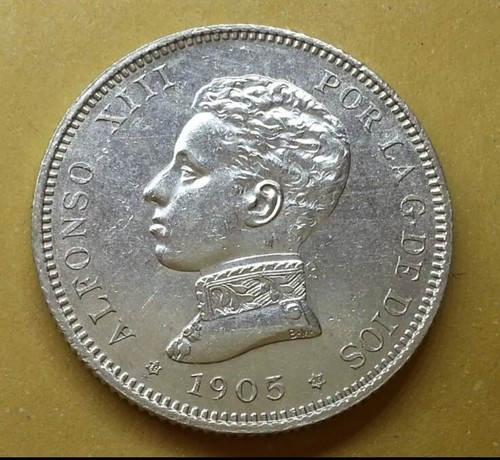 2 pesetas plata Alfonso XIII 1905*(19,05) SC. SIN CIRCULAR Brillo Original - Imagen 11 de 11