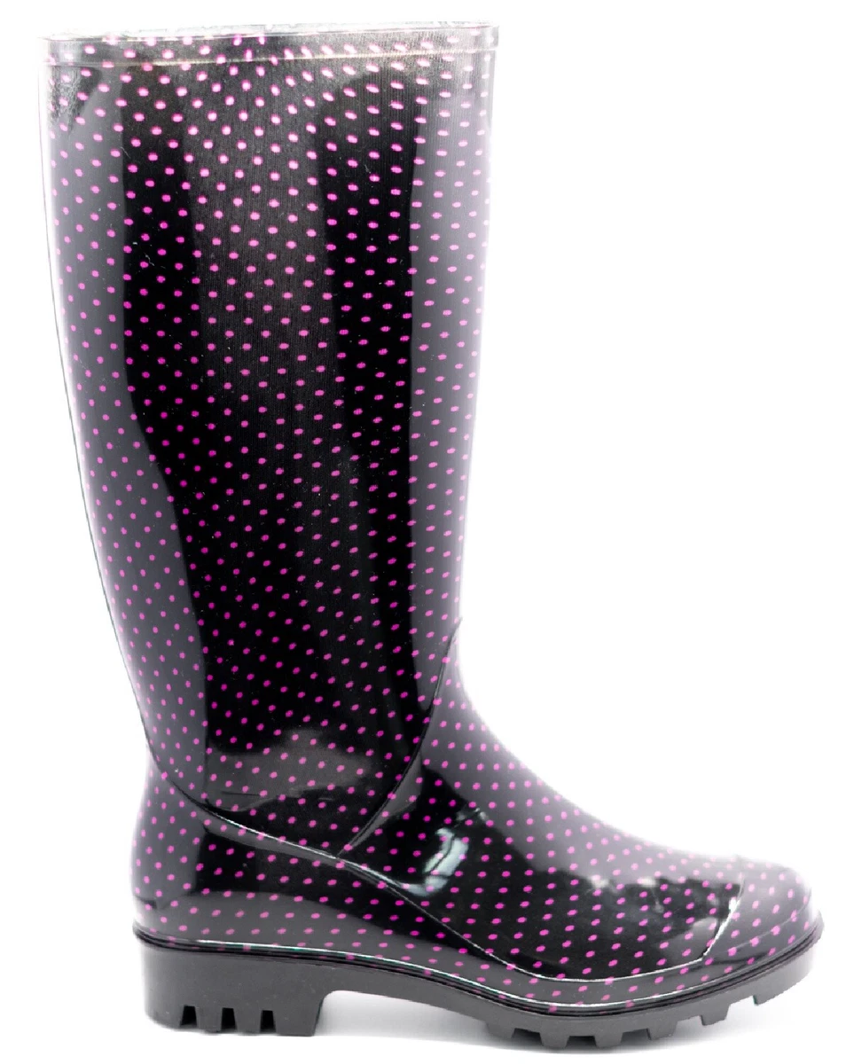 WOMENS SPOT GARDEN LADIES FESTIVAL WELLIES PINK RAIN WATERPROOF