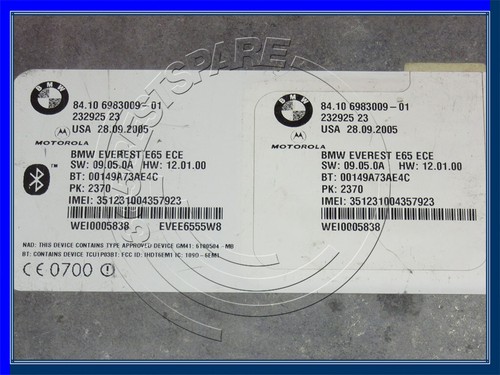 BMW 7 series E65 E66 TELEMATICS BLUETOOTH EVEREST CONTROL UNIT GSM ECE 6983009 - Picture 3 of 10