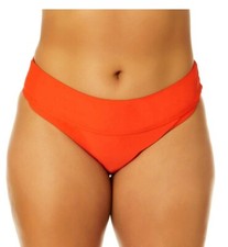 TIME TRU Women s 2X 20W-22W Mid-Rise Bikini Swim Bottom Separates Tomato