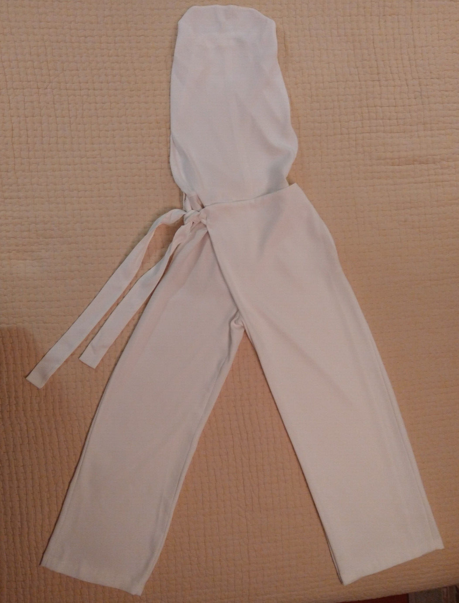NWT Zara Women's Flowy Wrap Front Jumpsuit White Size XS