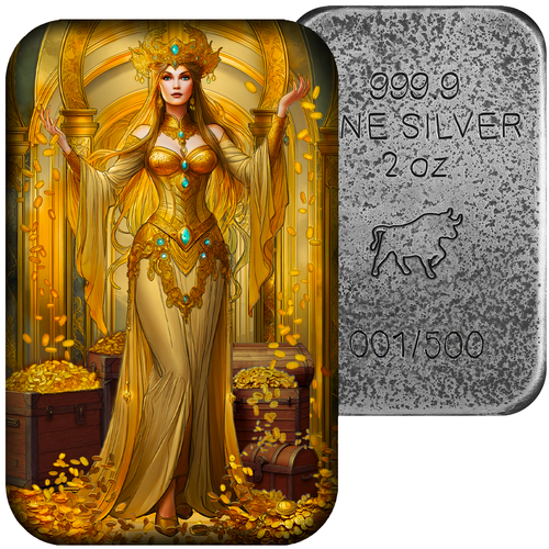2024 2oz .999 Fine Silver Seven Deadly Sins Avarice Bar w/coa and box - Picture 3 of 9