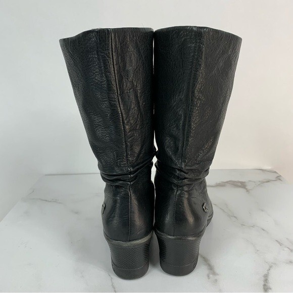 Stivali Keen Kate Slouch medio polpaccio neri in pelle zeppa bassa 38