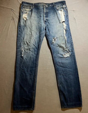 JNCO Jeans Mens 40 Blue Denim Destroyed Belte...