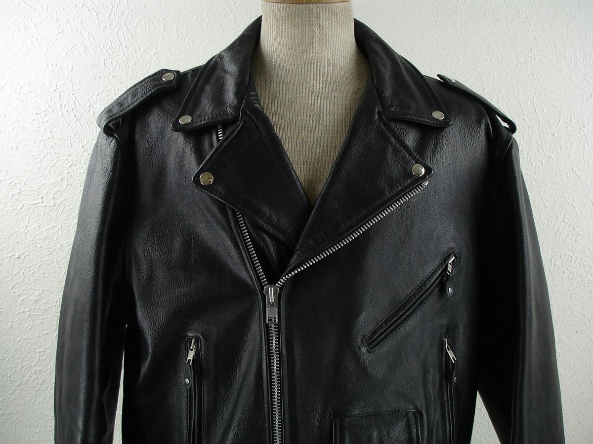 Men's XL 46 Frontier Leathers Black Leather Classic Motorcycle