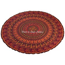 Mantel Mandala Redondo Indio Granate 72 Pulgadas Estampado Mantel Elefante