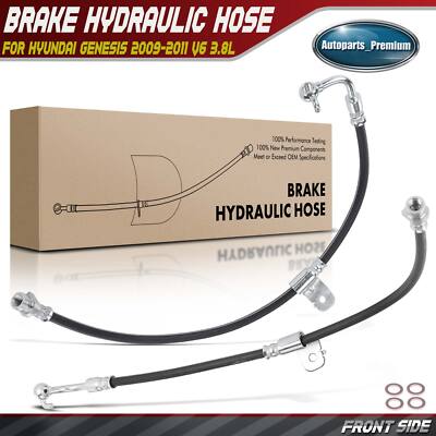 2x Front Left & Right Brake Hydraulic Hose for Hyundai Genesis 2009-2011 V6 3.8L