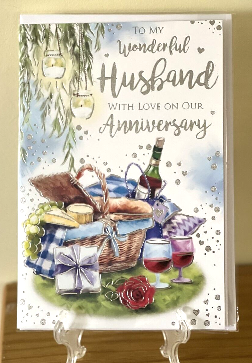 Wedding Anniversary Card For Husband Male Celebrations - Silver Foil Quality