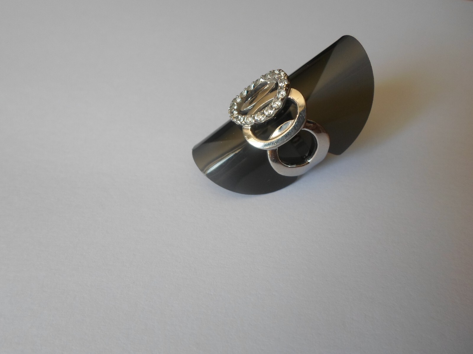 solid silver ring, interlaced rings, zirconiums, … - image 7