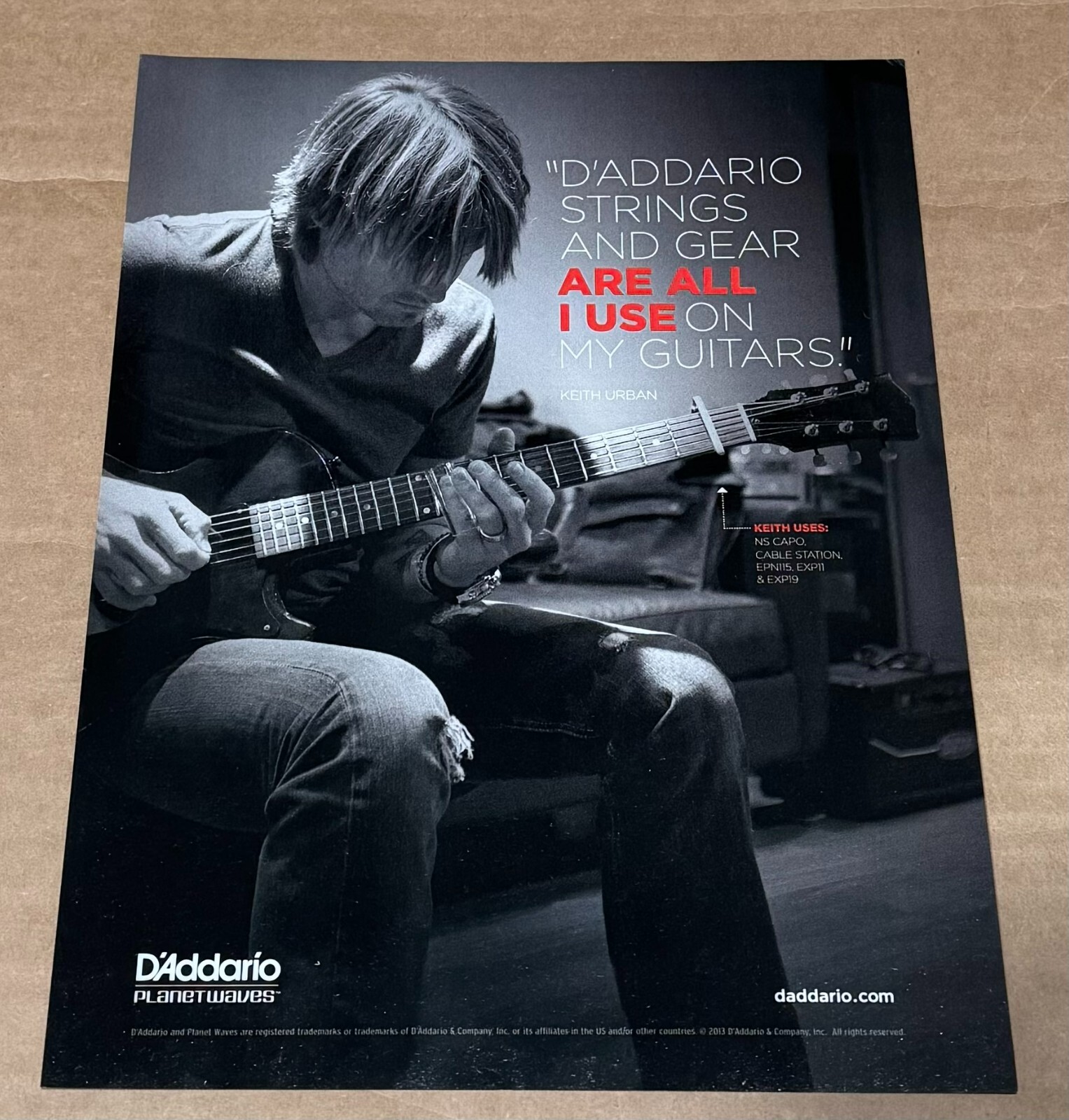 D'Addario Strings - KEITH URBAN - 2013 Print Advertisement | eBay