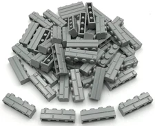 Lego 50 New Light Bluish Gray Bricks Modified 1 x 4 with Masonry Profile Pieces