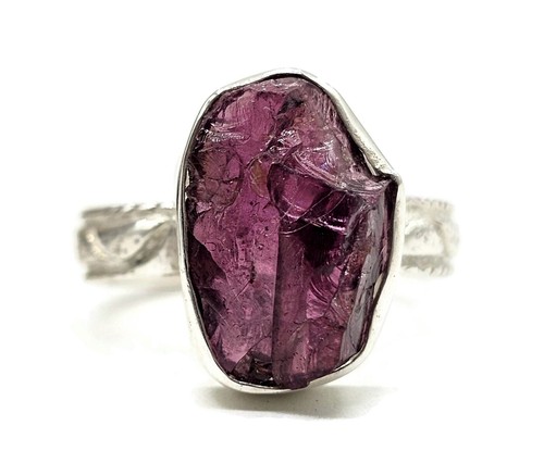 Raw Garnet Ring, Size O, Sterling Silver, Rough Gemstone, January Birthstone - Bild 2 von 7