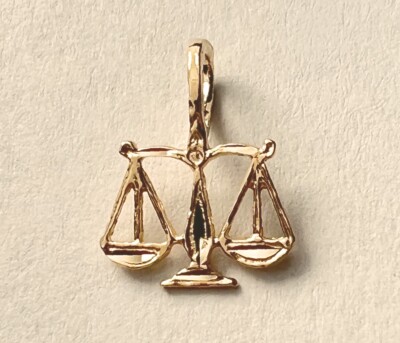New 14k Yellow Gold Libra Zodiac Sign Charm Pendant