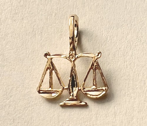 New 14k Yellow Gold Libra Zodiac Sign Charm Pendant