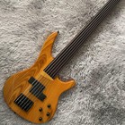 Custom 6-string Bass Guitar Ash Body Yellow Fretless Hh Pickups Free Shipping