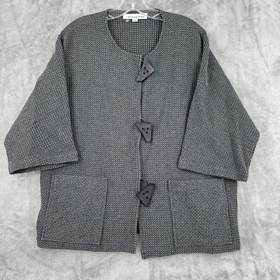 Caroline Rose Sweater XL Cardigan Button Wearable Art Textured Artsy Chunky Knit