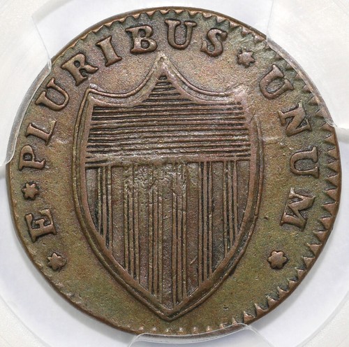 1787 1/2p M.32.t Small Planchet Plain Shield New Jersey Colonial PCGS XF 45 - Picture 2 of 5
