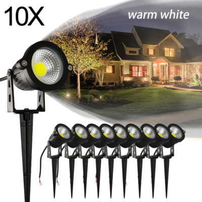 10X 12V Spotlights Warm White COB Garden Lawn Outdoor Landscape Decor Hardwired