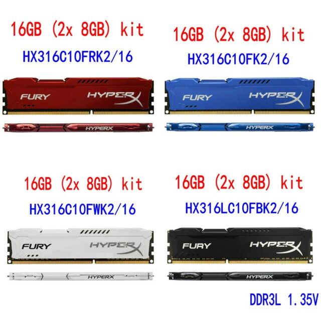 16GB 2x 8GB 1600MHz DDR3 PC3-12800 2Rx8 240Pin DIMM Memoria SDRAM HyperX FURY IT
