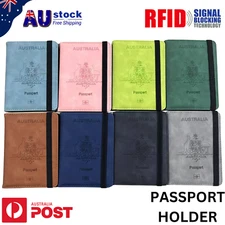 Premium RFID Blocking Leather Travel Passport Holder Secure ID Card Wallet Case