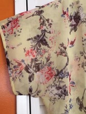 Medium/Large Yellow White Birds Baby Roses Kimono Jacket Duster Cardi Topper
