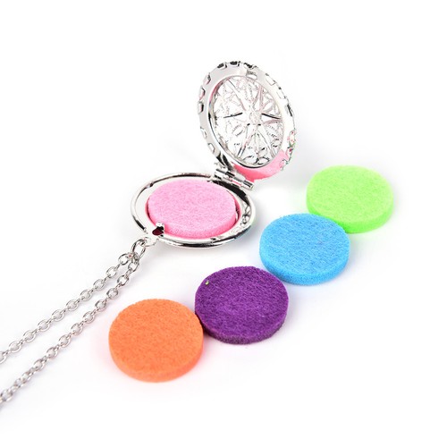 Silver-Locket-Necklace-Fragrance-Essential-Oil-Aromatherapy-Diffuser-Pendant-Hot