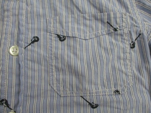 babyGap Shirt Toddler Boy XS Blue White Striped Guitar Western Pearl Button Kids - Picture 4 of 19