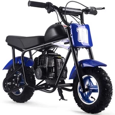 MotoTec Urchin 49cc 2-Stroke Kids Gas Mini Bike w Knobby Tires Speed 20mph -Blue