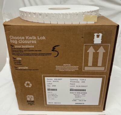 Kwik Lok Bag Closures 25,000 Pcs Reusable Plastic Clips TGR-5