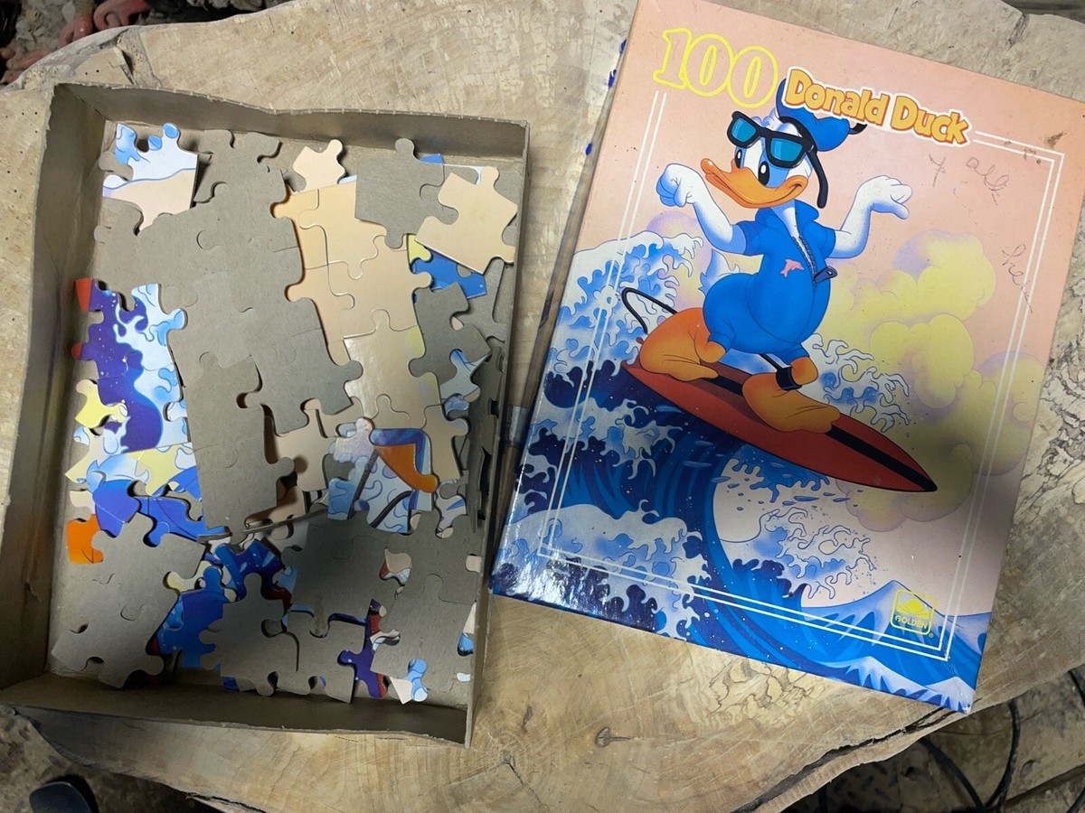 1980s Disney Donald Duck Surfing 100pc Golden Jigsaw Puzzle #4649
