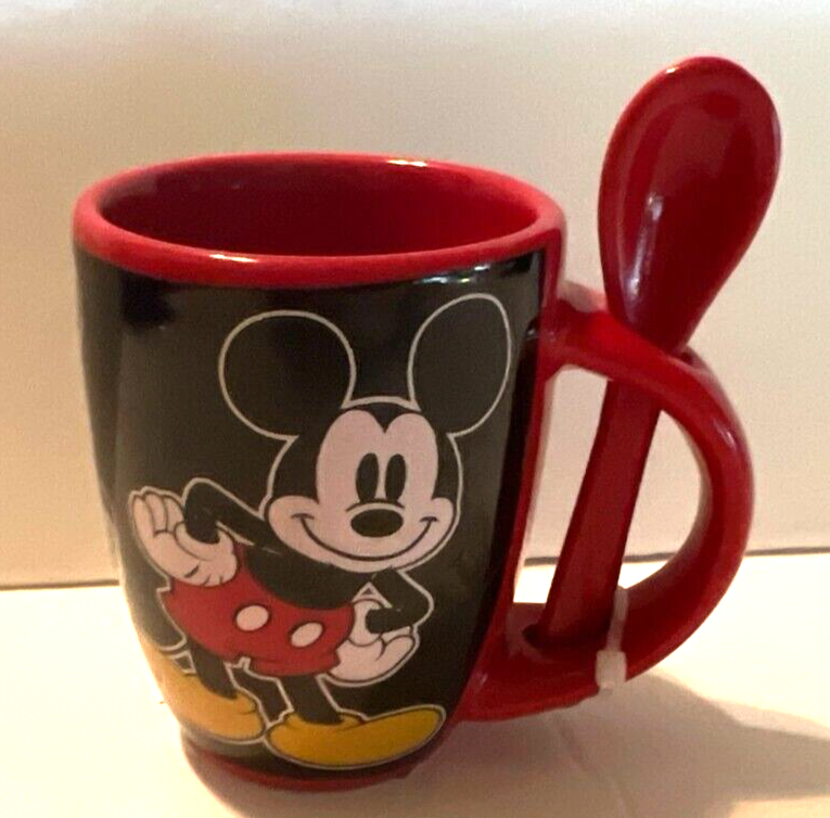 New Mickey Mouse 15oz Red Espresso Cup with Spoon by Jerry Leigh Disney Collection